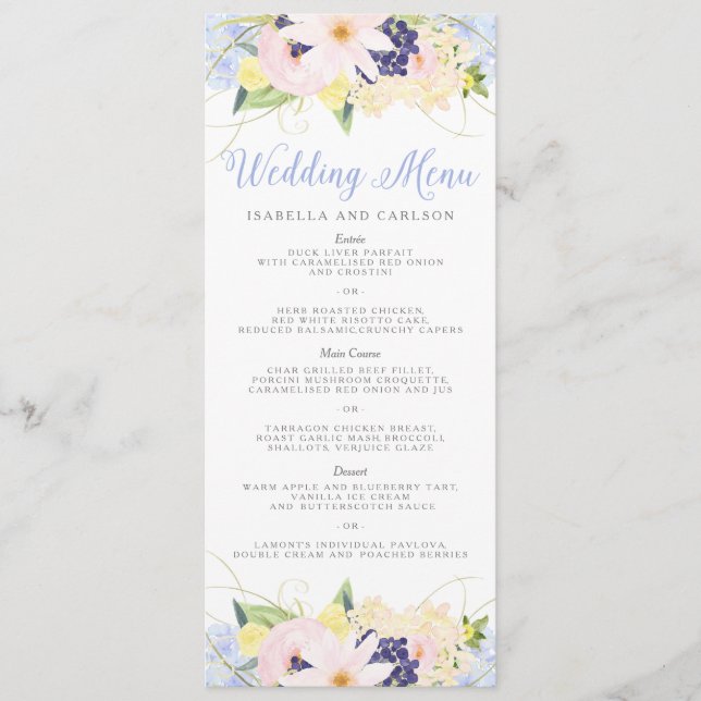 Carte de menu Floral Vintage Spring Wedding (Devant)