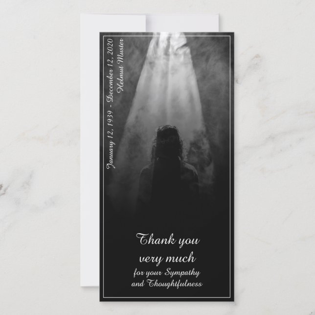 Carte de menu funéraire dans la lumière (Devant)