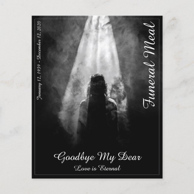 Carte de menu funéraire dans la lumière (Devant)