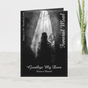 Carte de menu funéraire dans la lumière