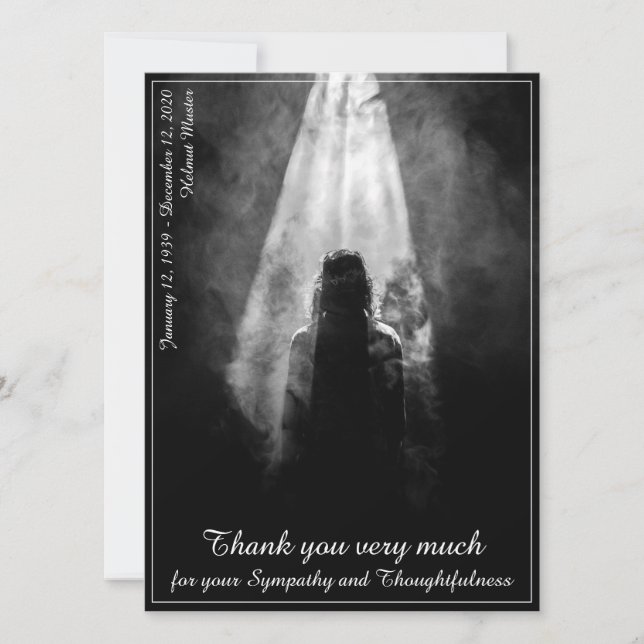 Carte de menu funéraire dans la lumière (Devant)