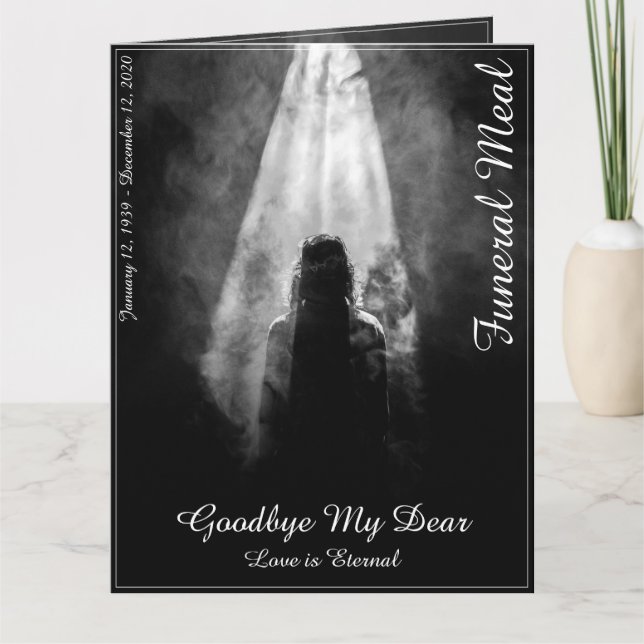 Carte de menu funéraire dans la lumière (Devant)