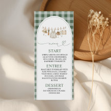 Carte de menu Gingham vert Local 4x9