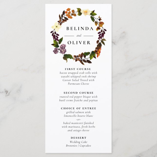 Carte de menu Grace Vintage Wedding (Devant)