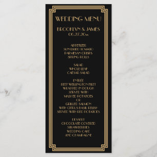 Carte de menu Great Art Deco Black Gold Mariage