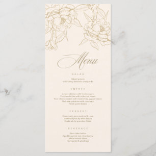 Carte de menu ivoire Mariage avec Peony aux fleurs