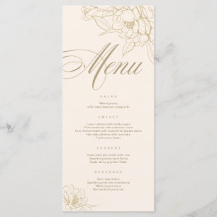 Carte de menu ivoire Mariage avec Peony aux fleurs