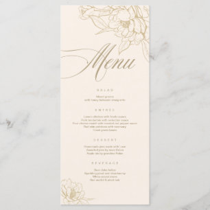 Carte de menu ivoire Mariage avec Peony aux fleurs