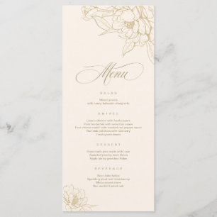 Carte de menu ivoire Mariage avec Peony aux fleurs