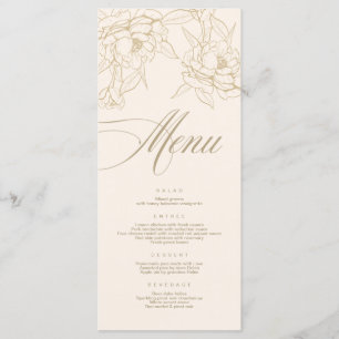 Carte de menu ivoire Mariage avec Peony aux fleurs