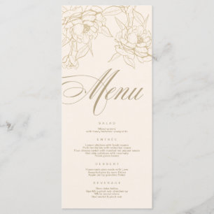 Carte de menu ivoire Mariage avec Peony aux fleurs