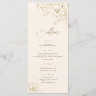 Carte de menu ivoire Mariage avec Peony aux fleurs
