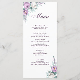 Carte de menu Lavender Purple Mariage