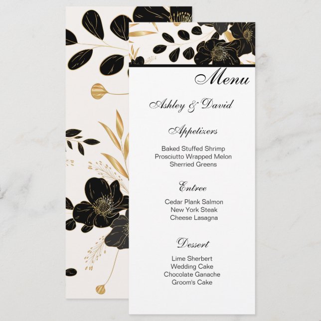 Carte de menu mariage (Devant / Derrière)