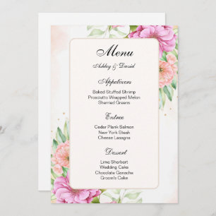Carte de menu mariage