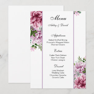 Carte de menu mariage