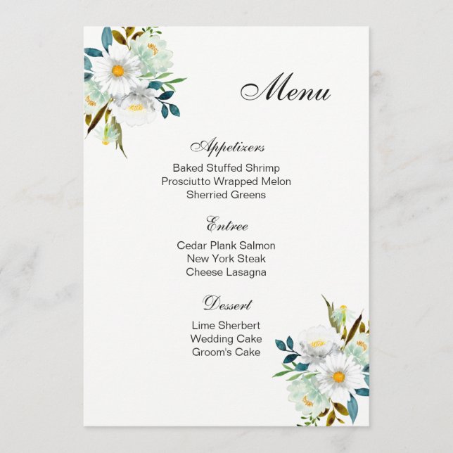 Carte de menu mariage (Devant)