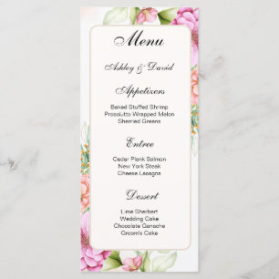 Carte de menu mariage