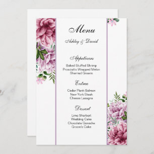 Carte de menu mariage
