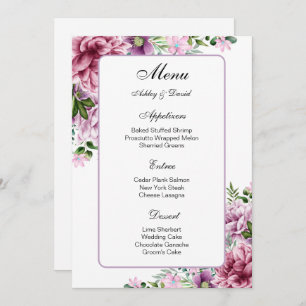 Carte de menu mariage
