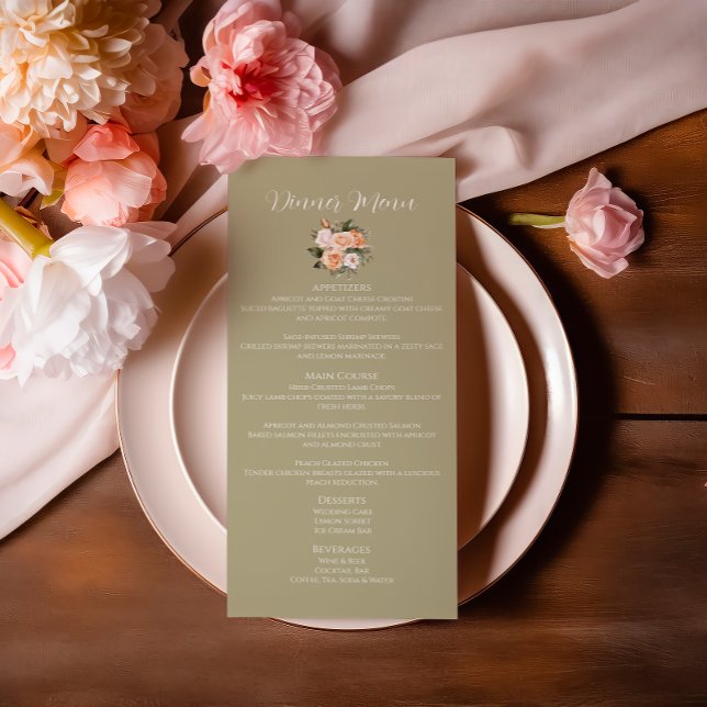 Carte de menu Mariage à fleurs vert Sage (Créateur téléchargé)