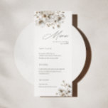 Carte de menu Mariage à la crème rustique<br><div class="desc">Elégante carte de menu mariage floral crème.</div>