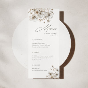 Carte de menu Mariage à la crème rustique