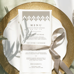Carte de menu Mariage Arabesque Champagne