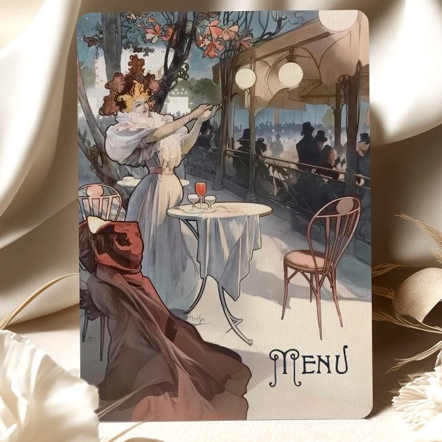 Carte de menu Mariage Art Nouveau de la nuit paris (Créateur téléchargé)