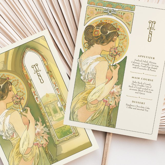Carte de menu Mariage Art nouveau élégant (Créateur téléchargé)