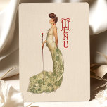 Carte de menu Mariage Art nouveau élégant<br><div class="desc">Élevez votre décor mariage avec cette carte de menu d'inspiration Art Nouveau exquise. Doté d'une palette harmonieuse de vert sage doux, d'ivoire et de délicat pourpre, le design présente deux élégantes femmes ornées de robes fluides et ornées de motifs floraux complexes. L'oeuvre exhale une sophistication vintage avec ses détails ornés,...</div>