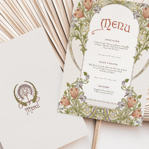 Carte de menu Mariage Art Nouveau Floral