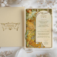 Carte de menu Mariage Art Nouveau Mucha Elegance