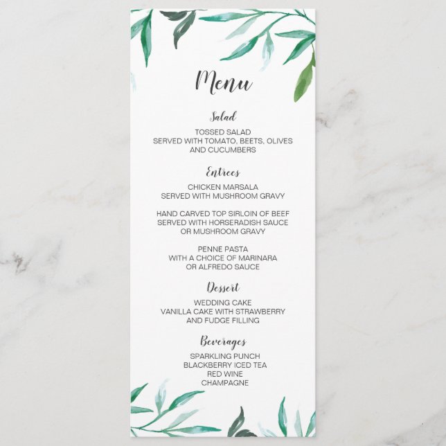 Carte de menu Mariage Boho à deux côtés (Devant)