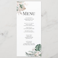 Carte de menu Mariage Boho Tropical Orchid & Monst