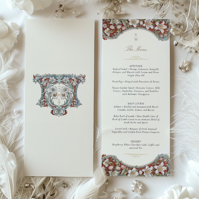 Carte de menu Mariage botanique élégante (Créateur téléchargé)