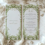 Carte de menu Mariage botanique élégante<br><div class="desc">Apportez une touche d'élégance naturelle à votre réception avec cette carte de menu mariage exquise. Encadré de fleurs blanches sculptées et de feuillage vert sage, l'arche délicate s'inspire des mariages du jardin et des illustrations botaniques vintages. Le menu est raffiné et lisible, avec une typographie élégante qui met en valeur...</div>