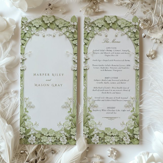 Carte de menu Mariage botanique élégante (Créateur téléchargé)