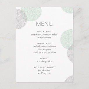 Carte de menu Mariage circulaire style Letterpress
