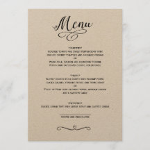 CARTE DE MENU MARIAGE CLASSIQUE