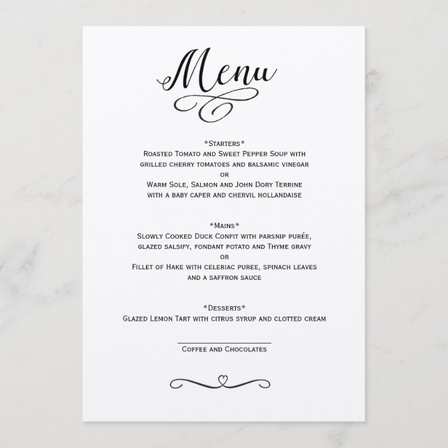 CARTE DE MENU MARIAGE CLASSIQUE (Devant)