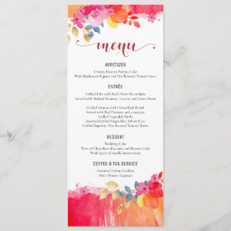Carte de menu Mariage d'aquarelle Menus floraux co
