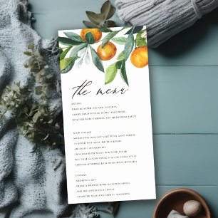 Carte de menu Mariage de Boho Botanique Orange Cit
