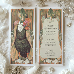 Carte de menu Mariage de canard Art déco Whimsical