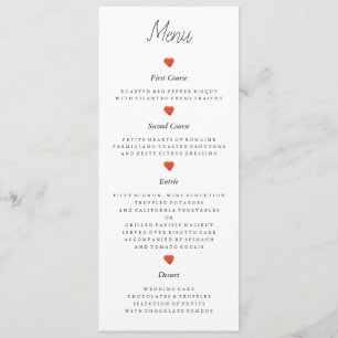 Carte de menu Mariage de couleur rouge Watercolor