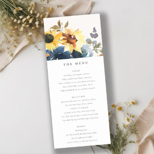 Carte de menu Mariage de fleurs de tournesol de la