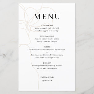 Carte de menu mariage de fleurs dessinée à la main