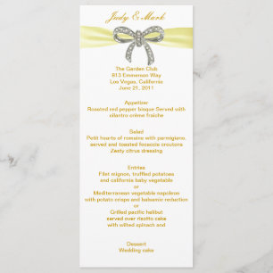 Carte de menu Mariage de la boîte de diamant jaune
