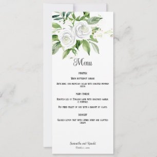 Carte de menu Mariage de la respiration des Roses