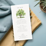 Carte de menu Mariage de l'arbre Willow Watercolor<br><div class="desc">Pour toute autre personnalisation ou tout autre élément correspondant,  n'hésitez pas à me contacter à l'adresse yellowfebstudio@gmail.com</div>